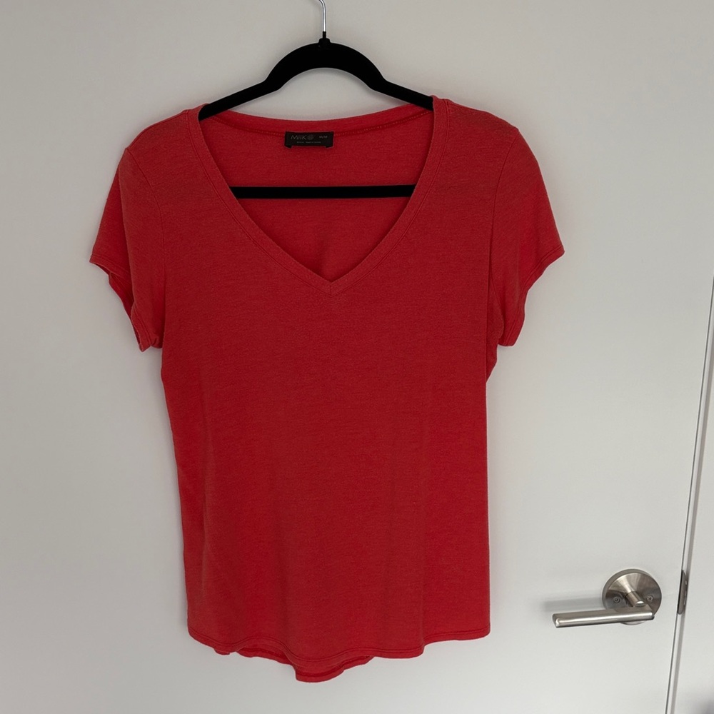 Elegant Coral V-Neck Tee